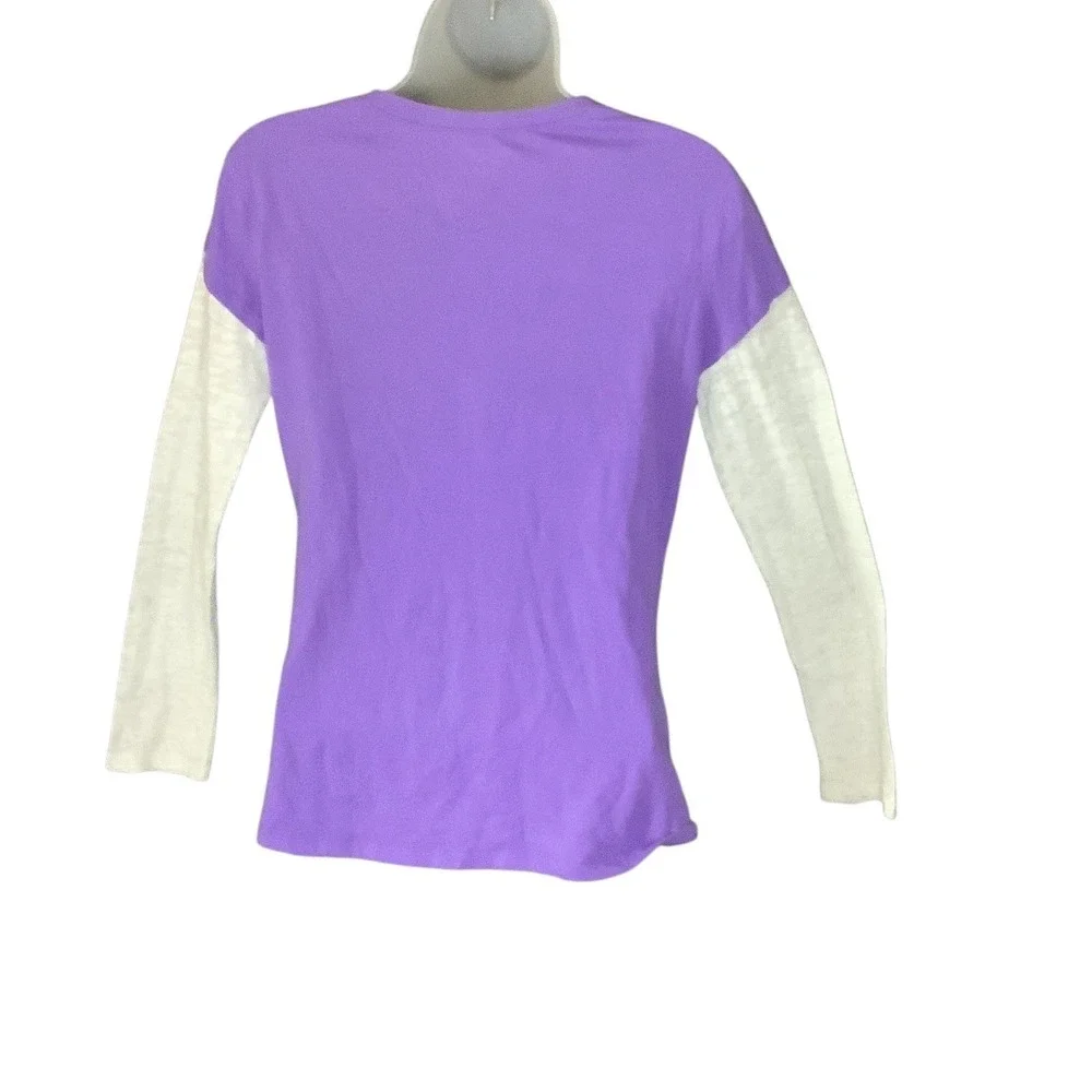 Justice Girls Long Sleeve Purple‎ Shirt Size 18 Sequined Front White Sleeves